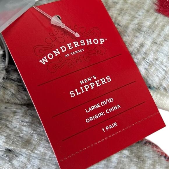 NWT Wondershop by Target Papa Elf Plaid Men’s Faux Fur Slippers Large 11 / 12 - Picture 2 of 8